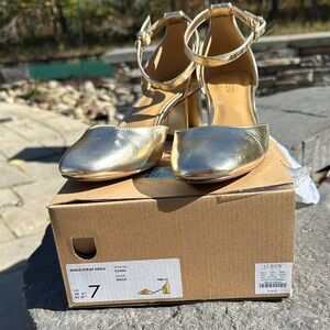 J. Crew Metallic Gold Heels